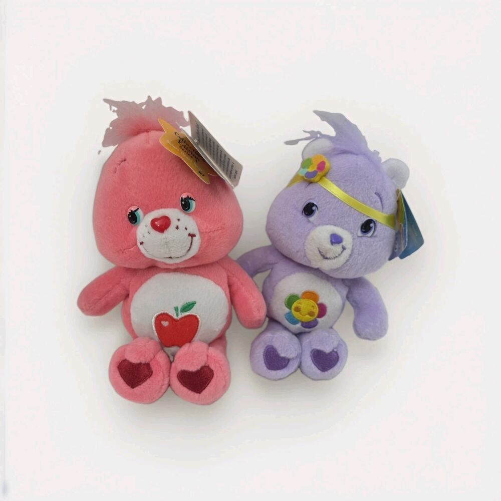 Vintage 2007 Care Bears Harmony & Smart Heart w/Headband Purple Plush W Tags